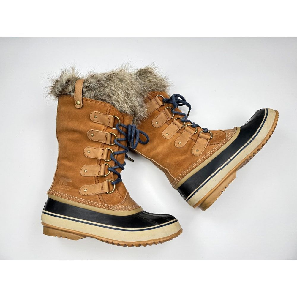 Sorel Joan of Arctic Faux Fur Waterproof Snow Boot Women 11 $240 Lace-up Suede